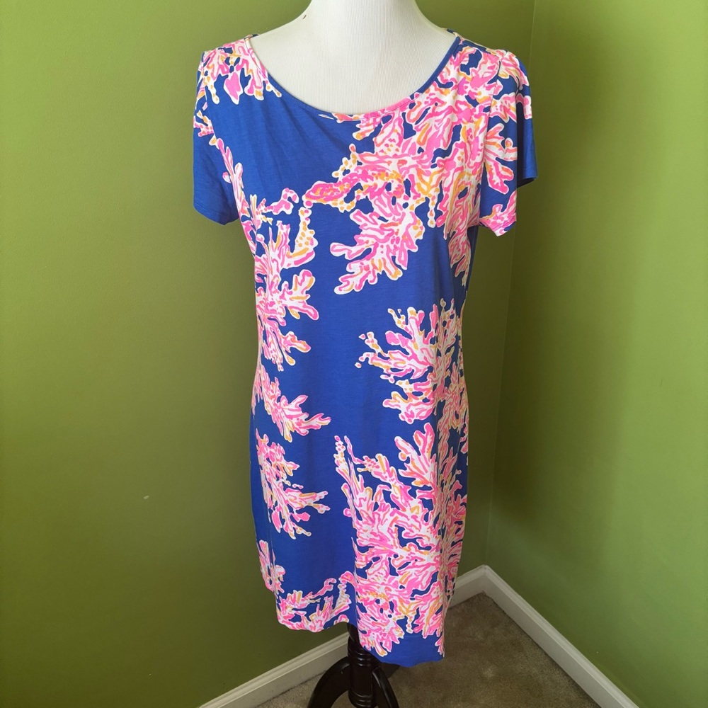 Lilly Pulitzer Blue and Pink Coral Print Dress